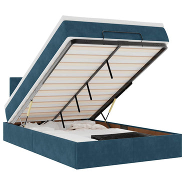 vidaXL Ottomane Bett mit Matratze & LEDs Dunkelblau 120x190 cm Samt