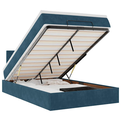 vidaXL Ottomane Bett mit Matratze & LEDs Dunkelblau 120x190 cm Samt