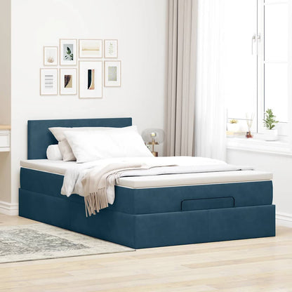 vidaXL Ottomane Bett mit Matratze & LEDs Dunkelblau 120x190 cm Samt
