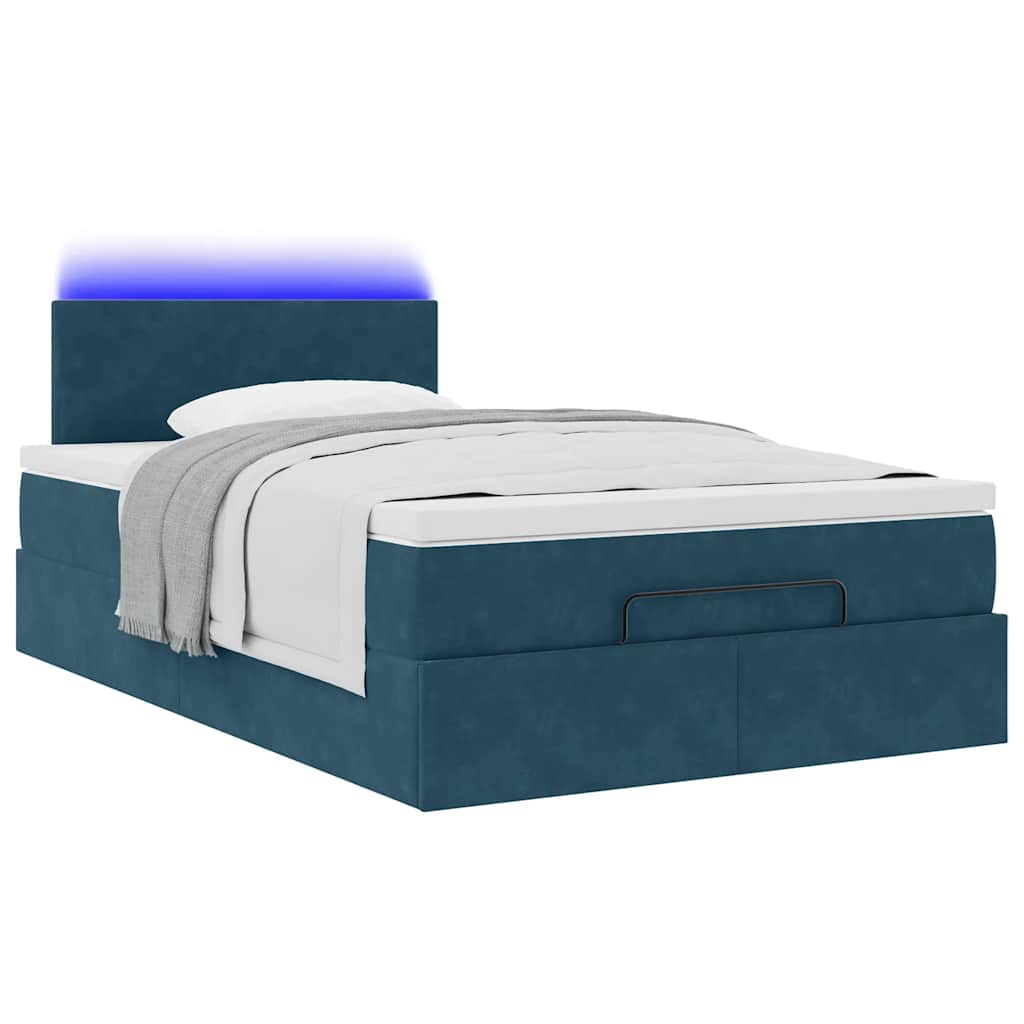 vidaXL Ottomane Bett mit Matratze & LEDs Dunkelblau 120x190 cm Samt