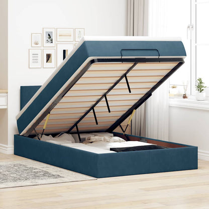vidaXL Ottomane Bett mit Matratze & LEDs Dunkelblau 120x190 cm Samt