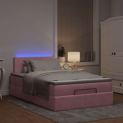 vidaXL Ottomane Bett mit Matratze & LEDs Rosa 120x190 cm Samt