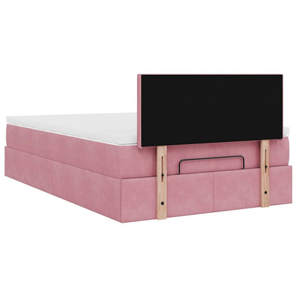 vidaXL Ottomane Bett mit Matratze & LEDs Rosa 120x190 cm Samt