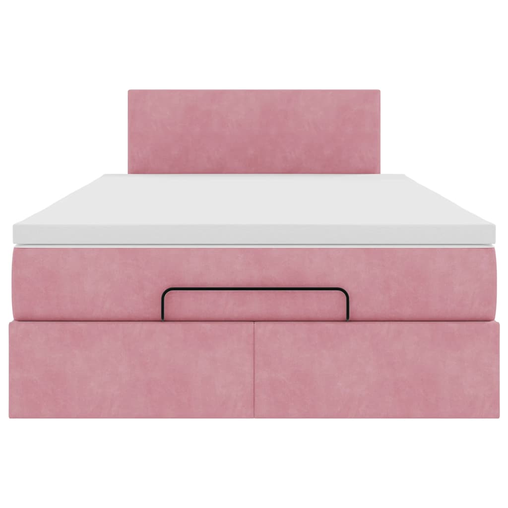 vidaXL Ottomane Bett mit Matratze & LEDs Rosa 120x190 cm Samt