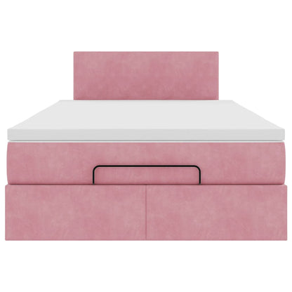 vidaXL Ottomane Bett mit Matratze & LEDs Rosa 120x190 cm Samt