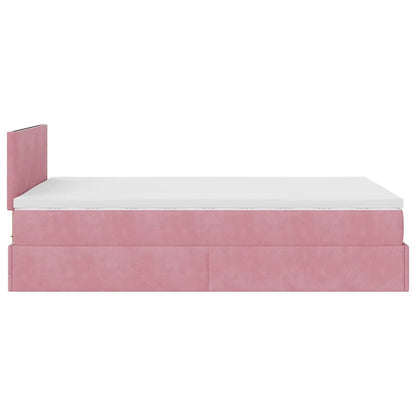 vidaXL Ottomane Bett mit Matratze & LEDs Rosa 120x190 cm Samt