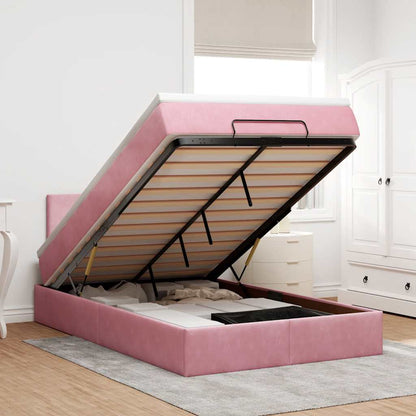 vidaXL Ottomane Bett mit Matratze & LEDs Rosa 120x190 cm Samt