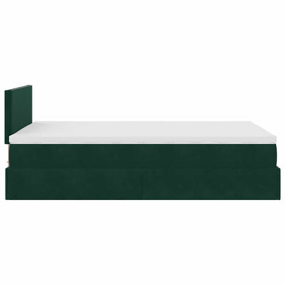 vidaXL Ottoman-Bett mit Matratze & LEDs Dunkelgrün 120x200 cm Samt