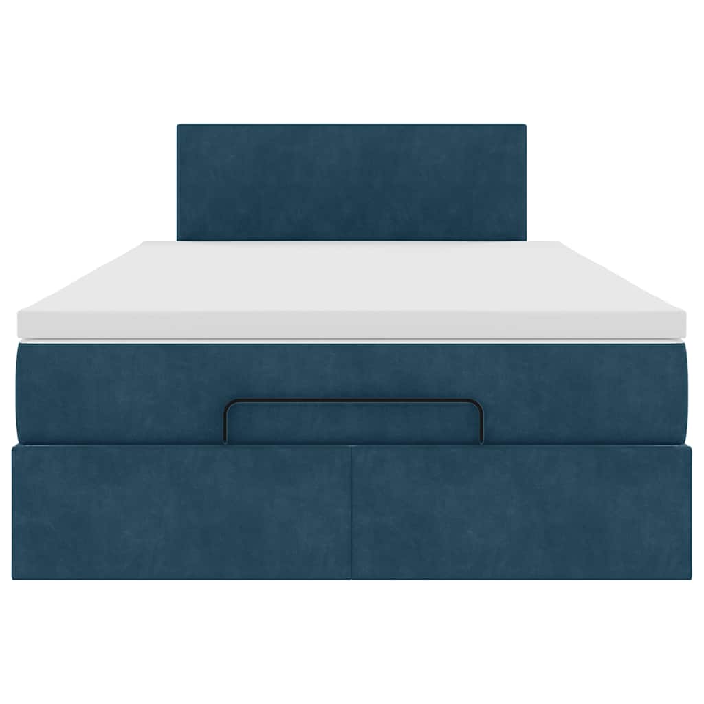 vidaXL Ottoman-Bett mit Matratze & LEDs Dunkelblau 120x200 cm Samt