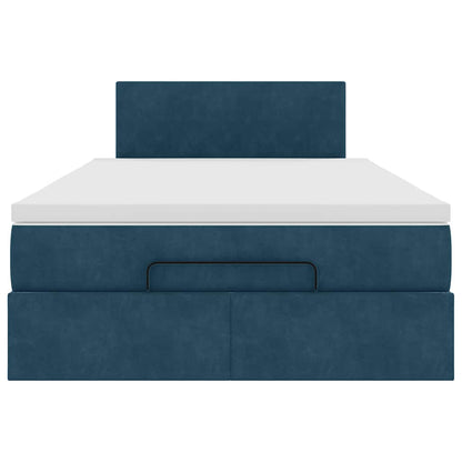vidaXL Ottoman-Bett mit Matratze & LEDs Dunkelblau 120x200 cm Samt