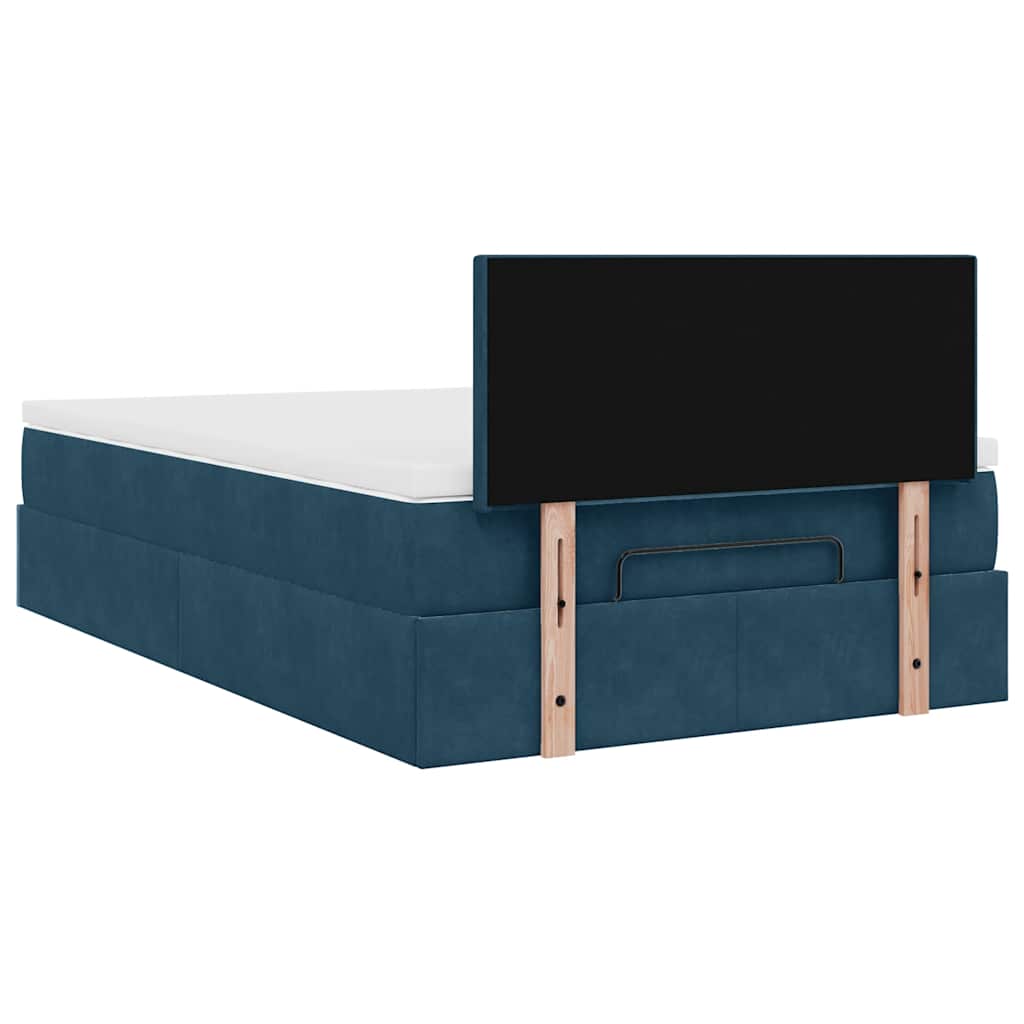 vidaXL Ottoman-Bett mit Matratze & LEDs Dunkelblau 120x200 cm Samt