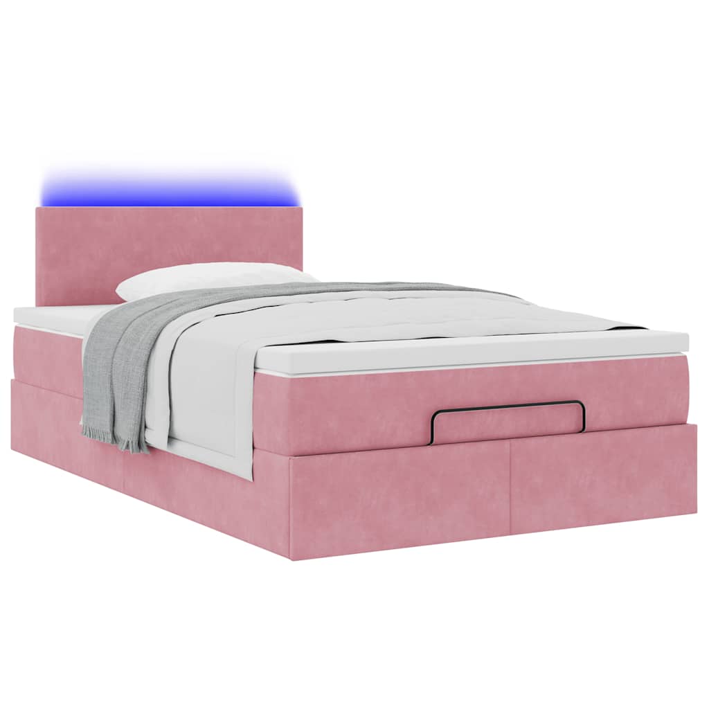 Ottoman-Bett mit Matratze & LEDs Rosa 120x200 cm Samt