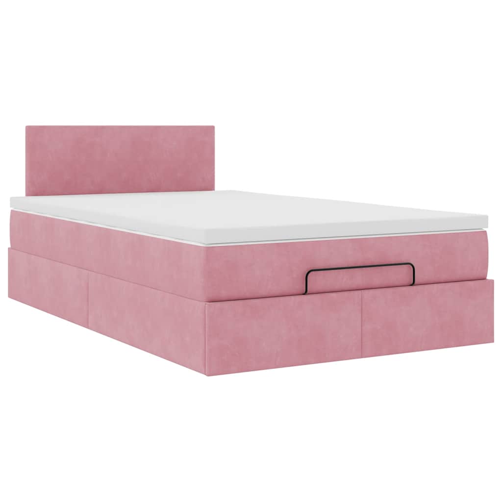 Ottoman-Bett mit Matratze & LEDs Rosa 120x200 cm Samt