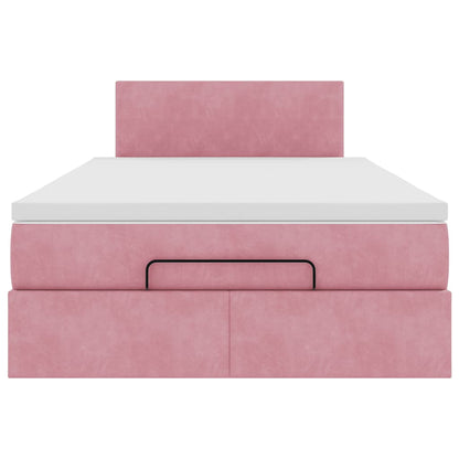 Ottoman-Bett mit Matratze & LEDs Rosa 120x200 cm Samt