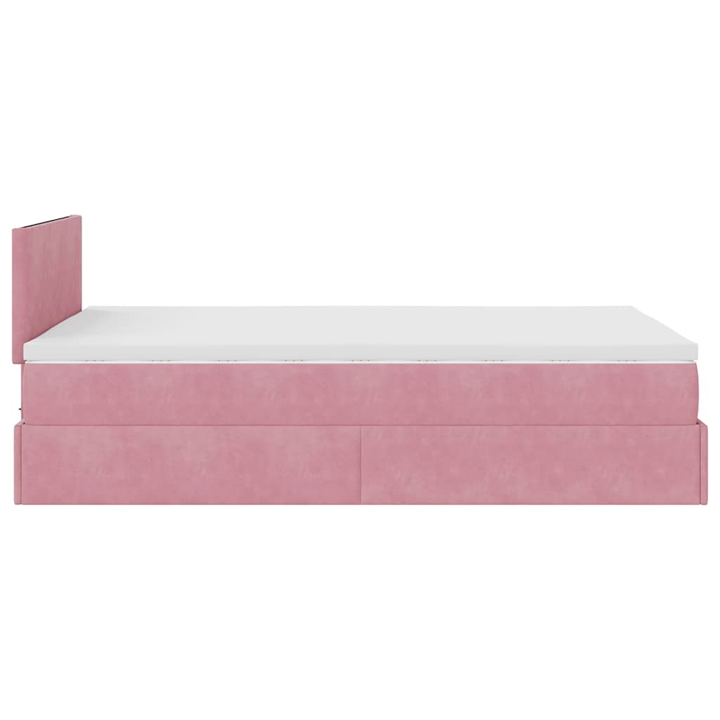 Ottoman-Bett mit Matratze & LEDs Rosa 120x200 cm Samt