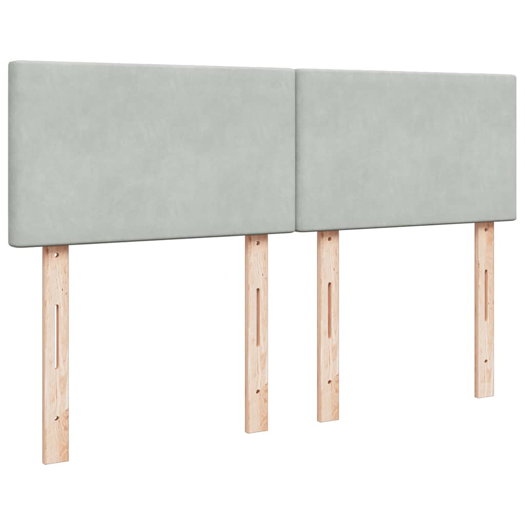 vidaXL Ottoman-Bett mit Matratze & LEDs Hellgrau 140x190 cm Samt