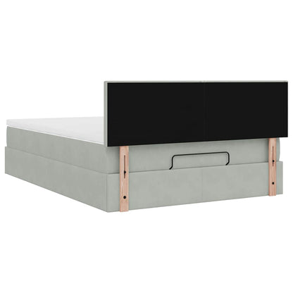 vidaXL Ottoman-Bett mit Matratze & LEDs Hellgrau 140x190 cm Samt
