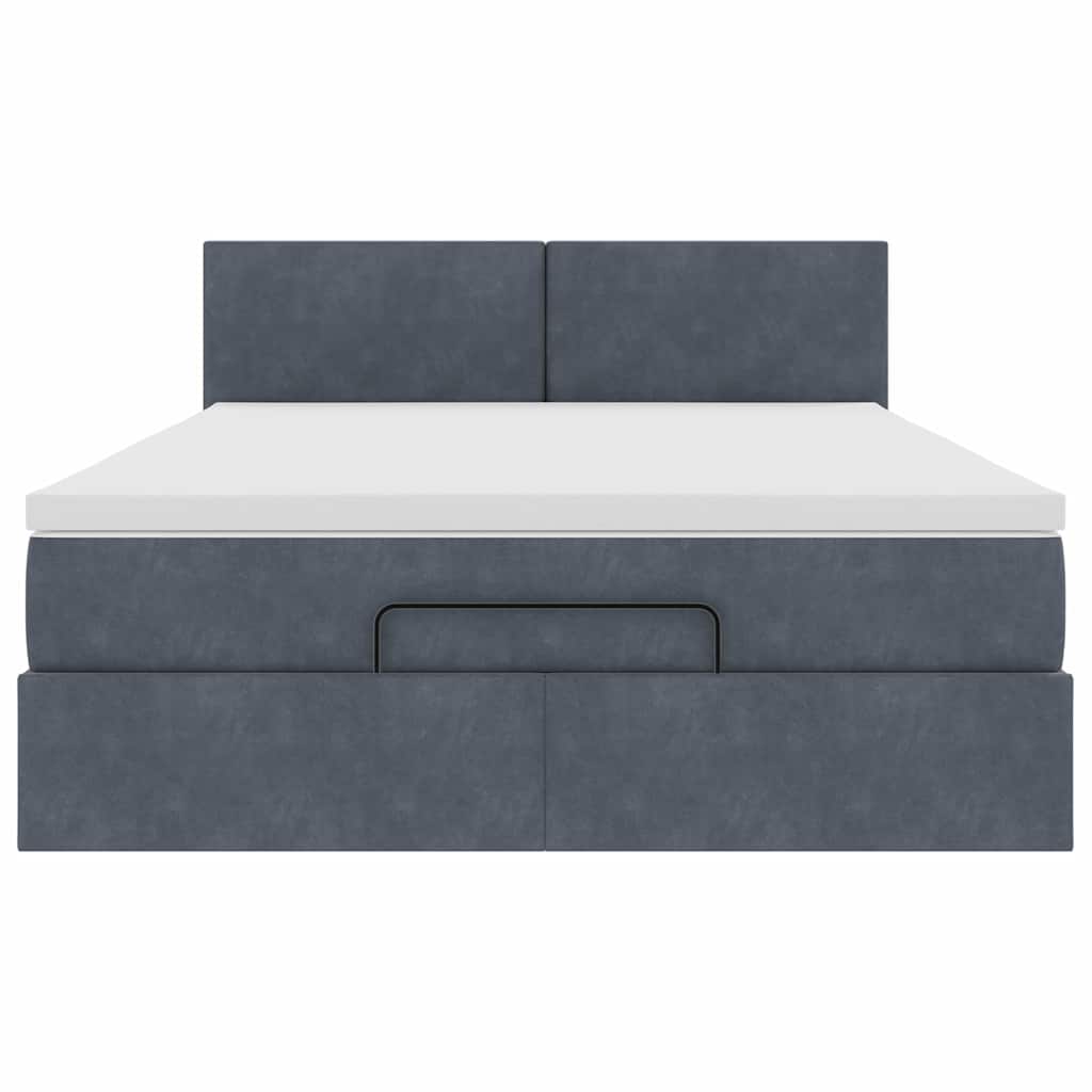 vidaXL Ottoman-Bett mit Matratze & LEDs Dunkelgrau 140x190 cm Samt