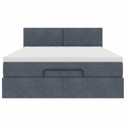 vidaXL Ottoman-Bett mit Matratze & LEDs Dunkelgrau 140x190 cm Samt