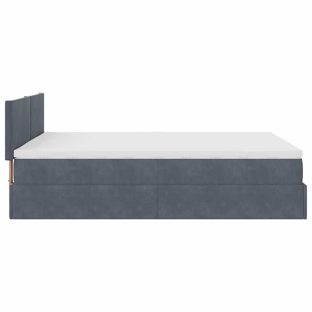 vidaXL Ottoman-Bett mit Matratze & LEDs Dunkelgrau 140x190 cm Samt