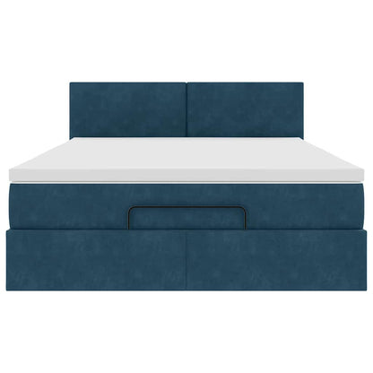 vidaXL Ottoman-Bett mit Matratze & LEDs Dunkelblau 140x190 cm Samt
