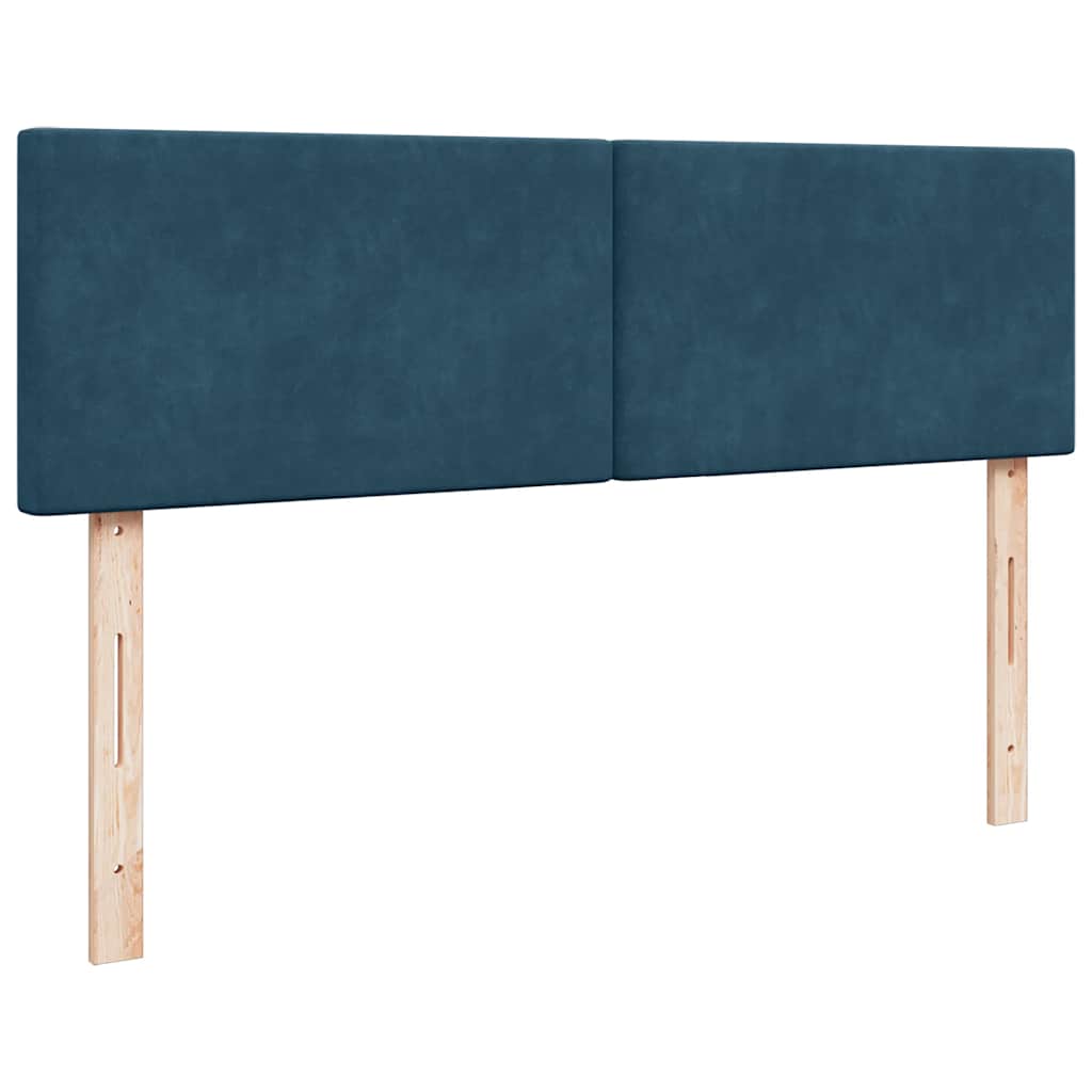 vidaXL Ottoman-Bett mit Matratze & LEDs Dunkelblau 140x190 cm Samt