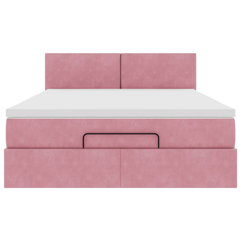 Ottoman-Bett mit Matratze & LEDs Rosa 140x190 cm Samt