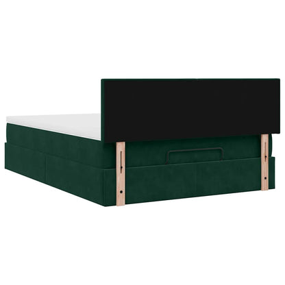 vidaXL Ottoman-Bett mit Matratze & LEDs Dunkelgrün 140x200 cm Samt
