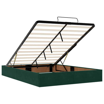 vidaXL Ottoman-Bett mit Matratze & LEDs Dunkelgrün 140x200 cm Samt