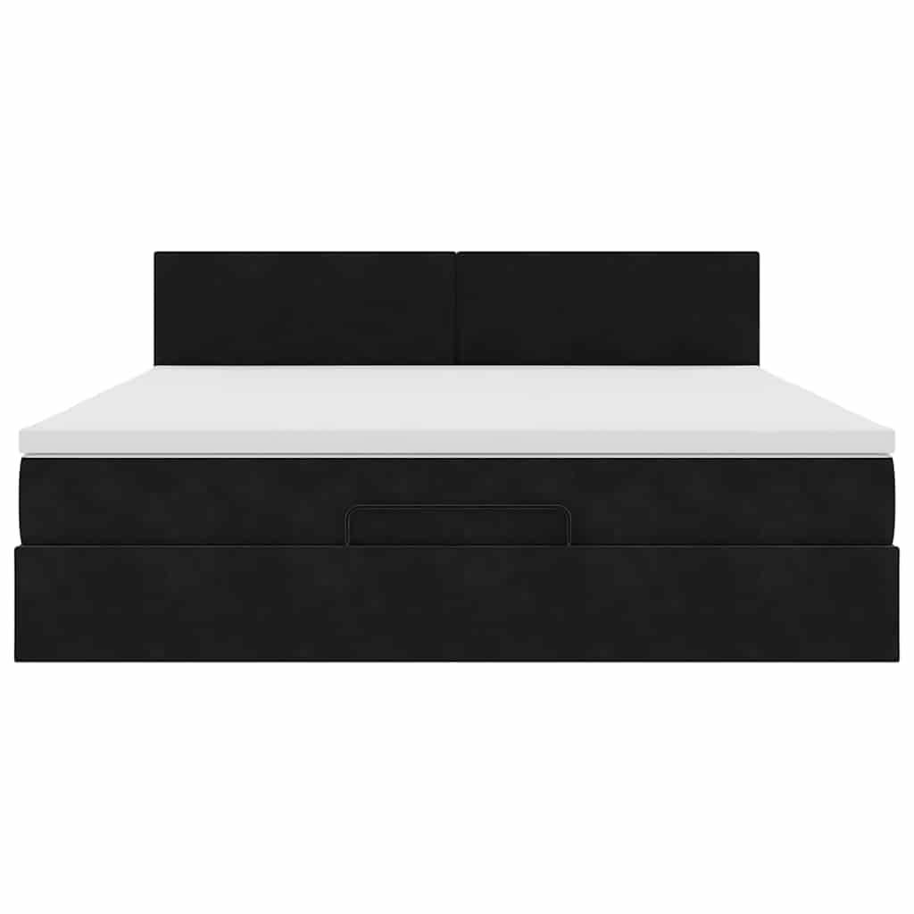 vidaXL Ottoman-Bett mit Matratze & LEDs Schwarz 160x200 cm Samt