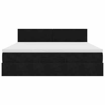 vidaXL Ottoman-Bett mit Matratze & LEDs Schwarz 160x200 cm Samt