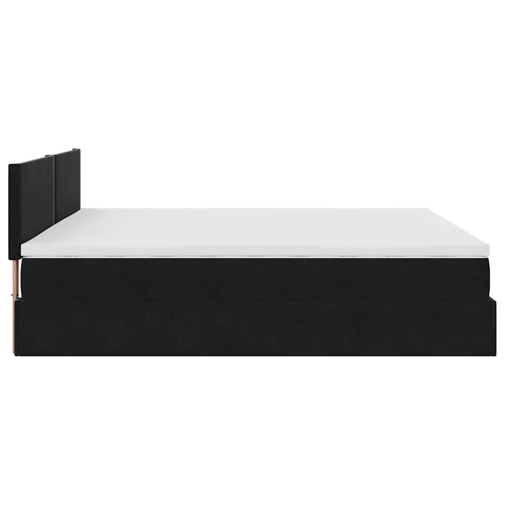 vidaXL Ottoman-Bett mit Matratze & LEDs Schwarz 160x200 cm Samt