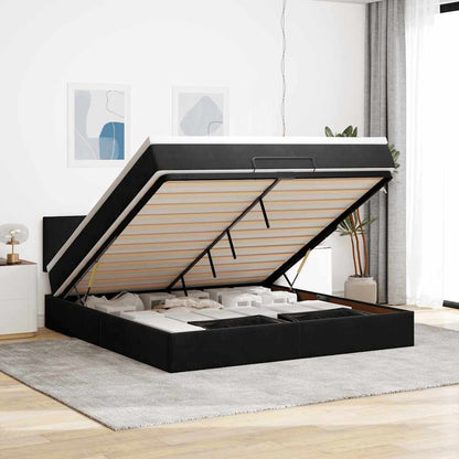 vidaXL Ottoman-Bett mit Matratze & LEDs Schwarz 160x200 cm Samt