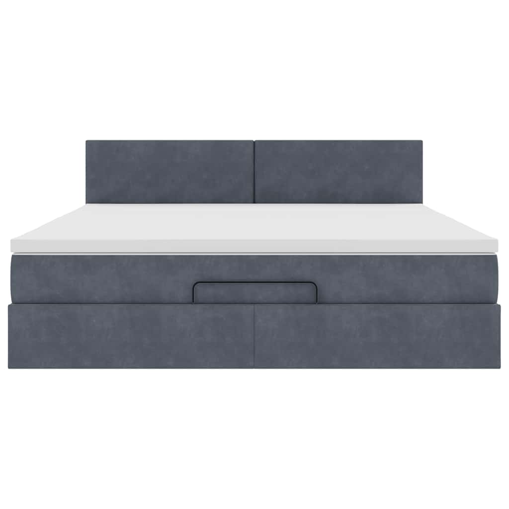 vidaXL Ottoman-Bett mit Matratze & LEDs Dunkelgrau 180x200 cm Samt