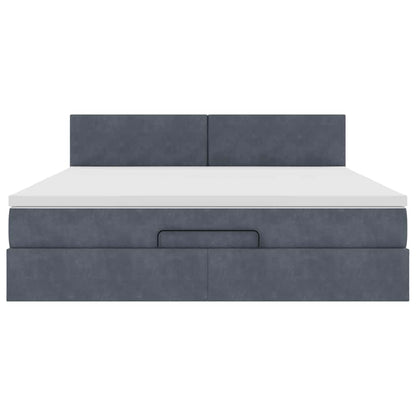 vidaXL Ottoman-Bett mit Matratze & LEDs Dunkelgrau 180x200 cm Samt