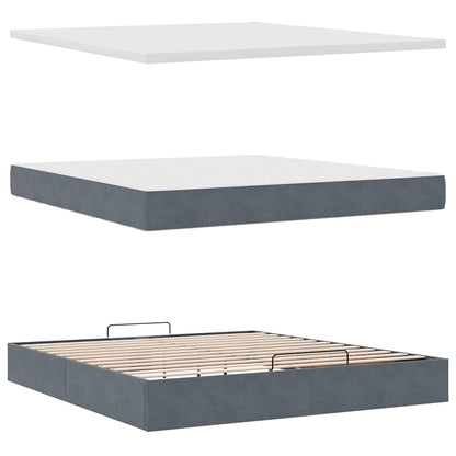 vidaXL Ottoman-Bett mit Matratze & LEDs Dunkelgrau 180x200 cm Samt