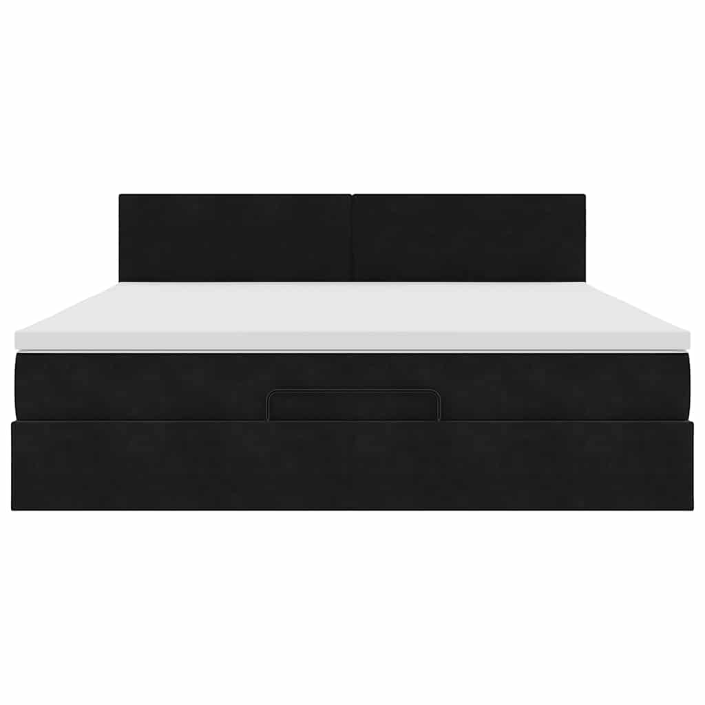 vidaXL Ottoman-Bett mit Matratze & LEDs Schwarz 180x200 cm Samt