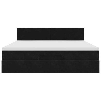 vidaXL Ottoman-Bett mit Matratze & LEDs Schwarz 180x200 cm Samt