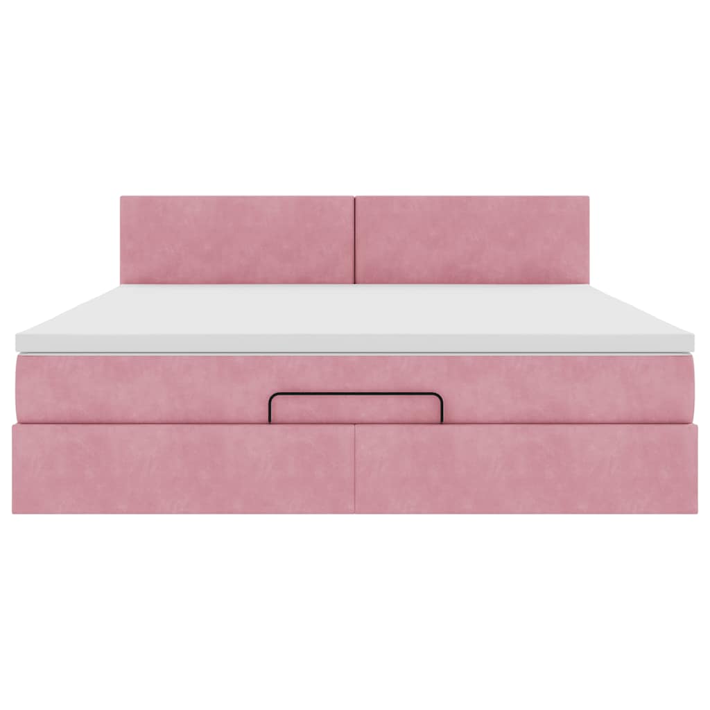 vidaXL Ottomane Bett mit Matratze & LEDs Rosa 180x200 cm Samt