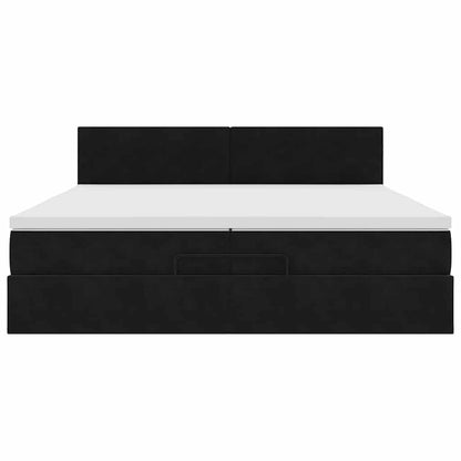 Ottoman-Bett mit Matratzen & LEDs Schwarz 200x200 cm Samt