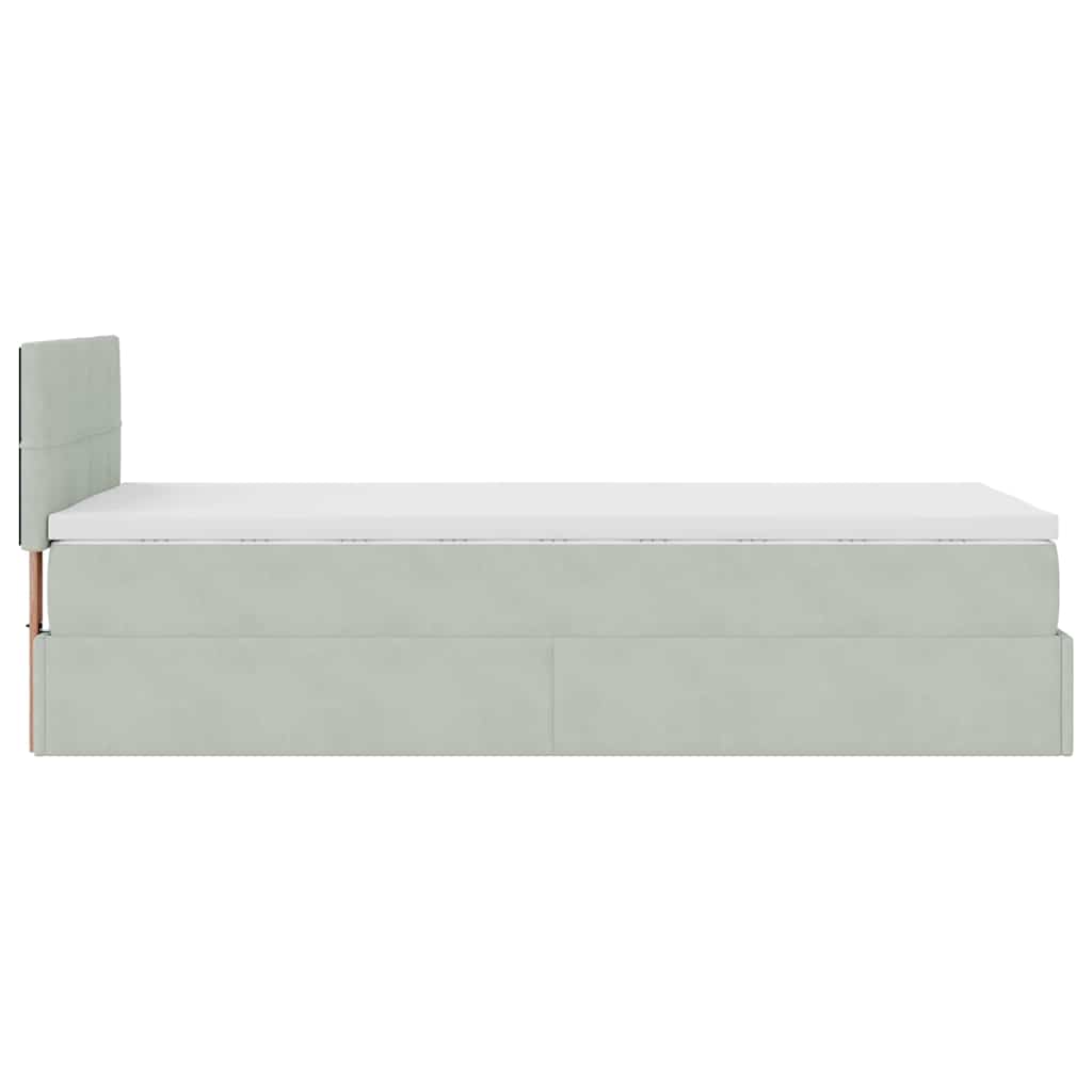 vidaXL Ottoman-Bett mit Matratze & LEDs Hellgrau 80x200 cm Samt