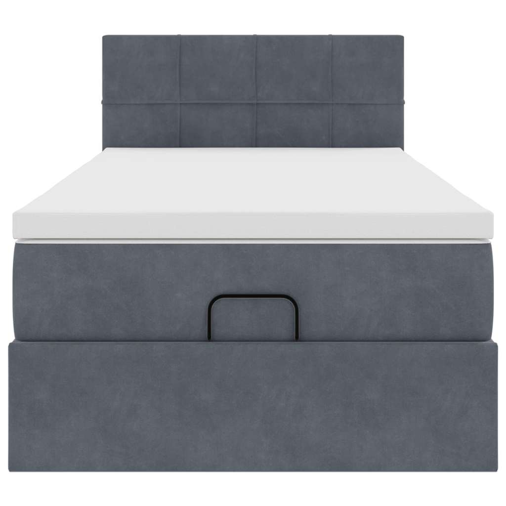 vidaXL Ottoman-Bett mit Matratze & LEDs Dunkelgrau 80x200 cm Samt