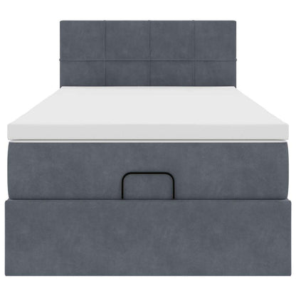 vidaXL Ottoman-Bett mit Matratze & LEDs Dunkelgrau 80x200 cm Samt