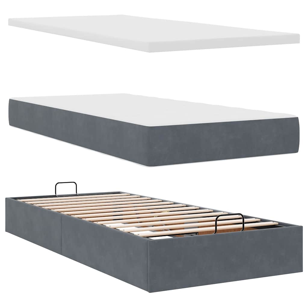 vidaXL Ottoman-Bett mit Matratze & LEDs Dunkelgrau 80x200 cm Samt
