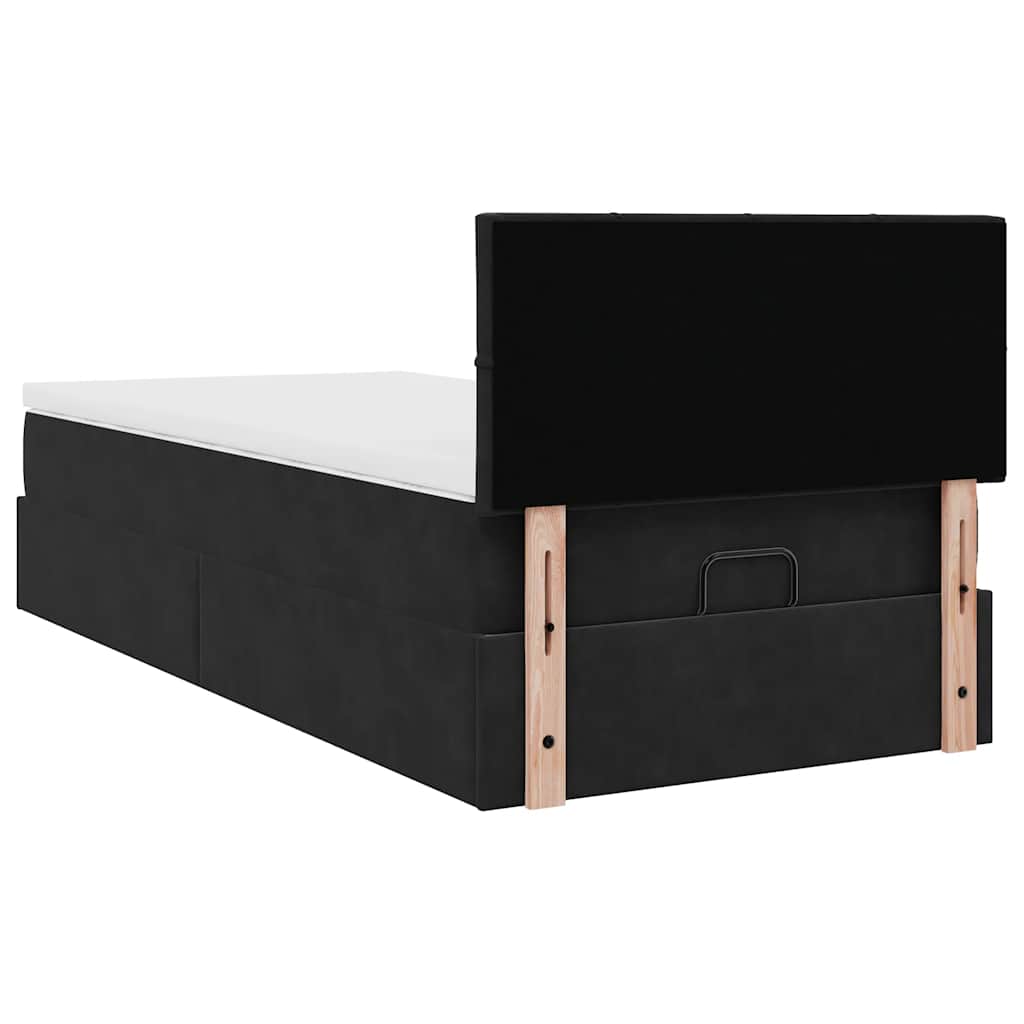 vidaXL Ottomane Bett mit Matratze & LEDs Schwarz 80x200 cm Samt