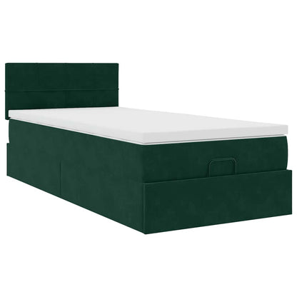 vidaXL Lit ottoman avec matelas et LED vert foncé 80x200 cm Velours