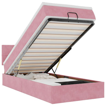 vidaXL Ottomane Bett mit Matratze & LEDs Rosa 80x200 cm Samt