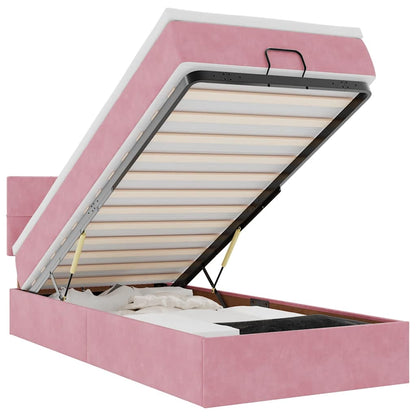 vidaXL Ottomane Bett mit Matratze & LEDs Rosa 80x200 cm Samt