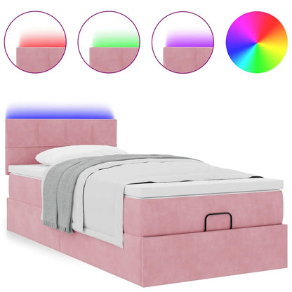 vidaXL Ottomane Bett mit Matratze & LEDs Rosa 80x200 cm Samt