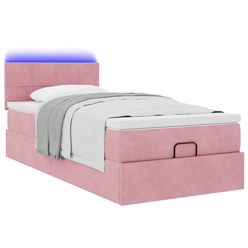 vidaXL Ottomane Bett mit Matratze & LEDs Rosa 80x200 cm Samt